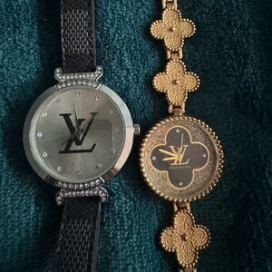 Fashion designer Black and Gold Women's Watch Set